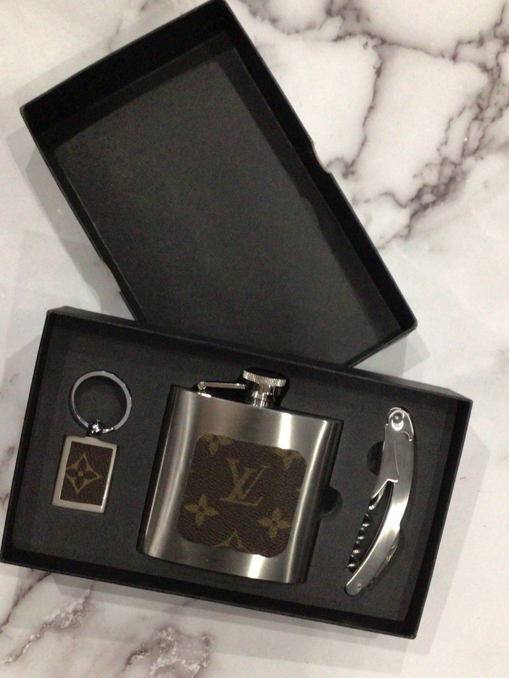 Designer-Style Stainless Steel Flask Gift Set